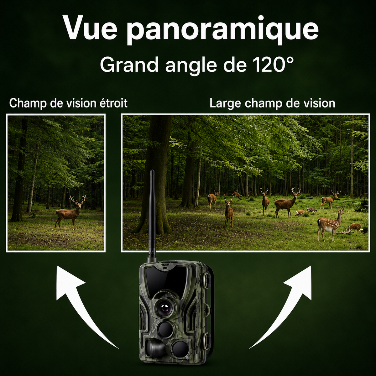Camera de chasse  4K avec écran et 4G+ – images ultra-nettes et commande à distance